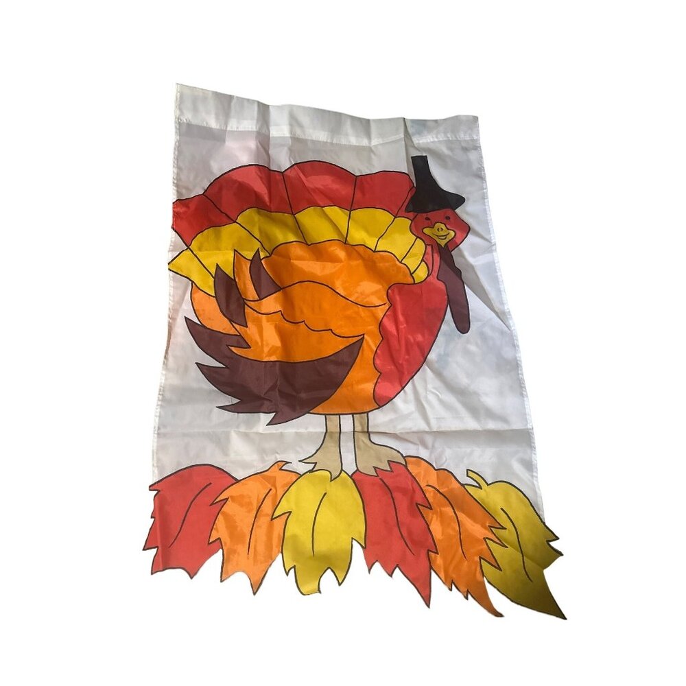 Thanksgiving Turkey Flag With Pilgrim Hat - Gobble Up Some Fun With This Feather